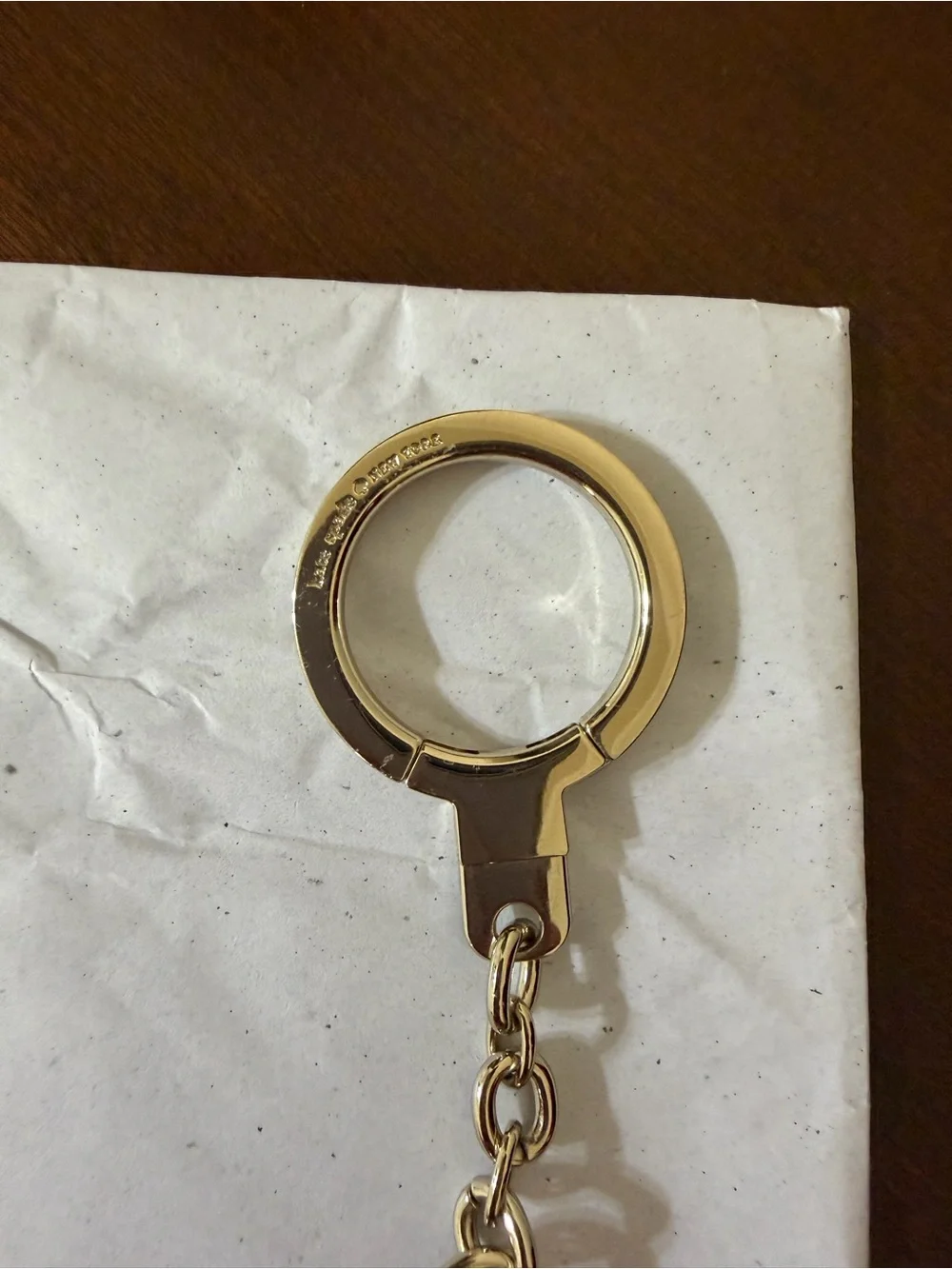 kate spade Pink Heart Keychain Charm with Whipstitch Edging